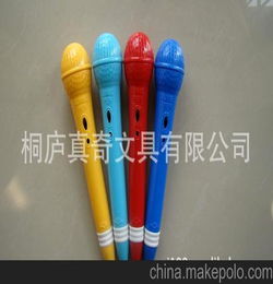真奇文具供应记者话筒笔塑料圆珠笔, 日韩文具, 广告礼品笔